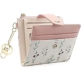 GAEKEAO Small Wallet for Women RFID Blocking Slim Bifold Floral Leather Card Holder with Zipper Pocket ID Window