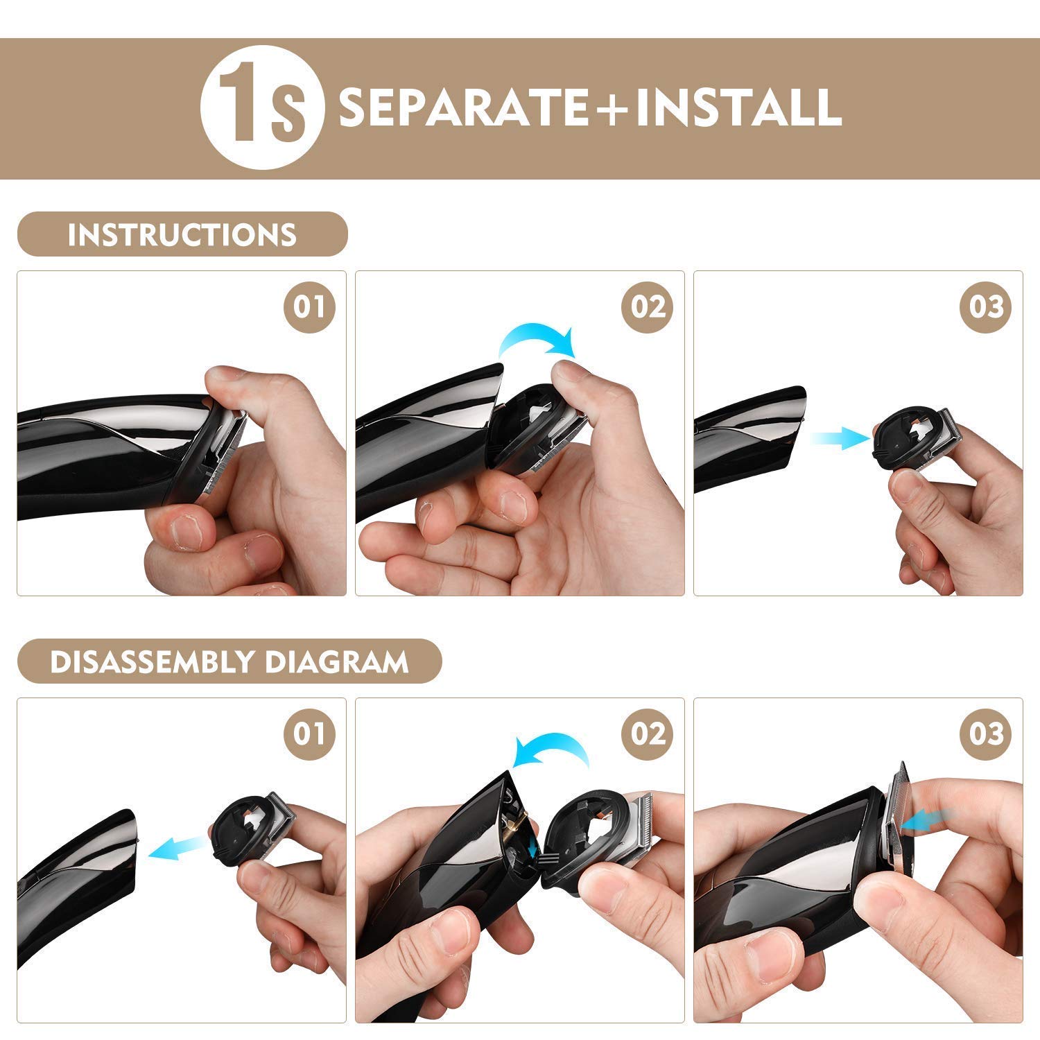 Beard Trimmer for Men, YESMET Professional Hair Clippers, Fast Rechargeable Cordless Hair Trimmer with Waterproof Low Noise, Electric Hair Cutting Kits for Head, Nose, Mustache, Face, Body Grooming: Beauty