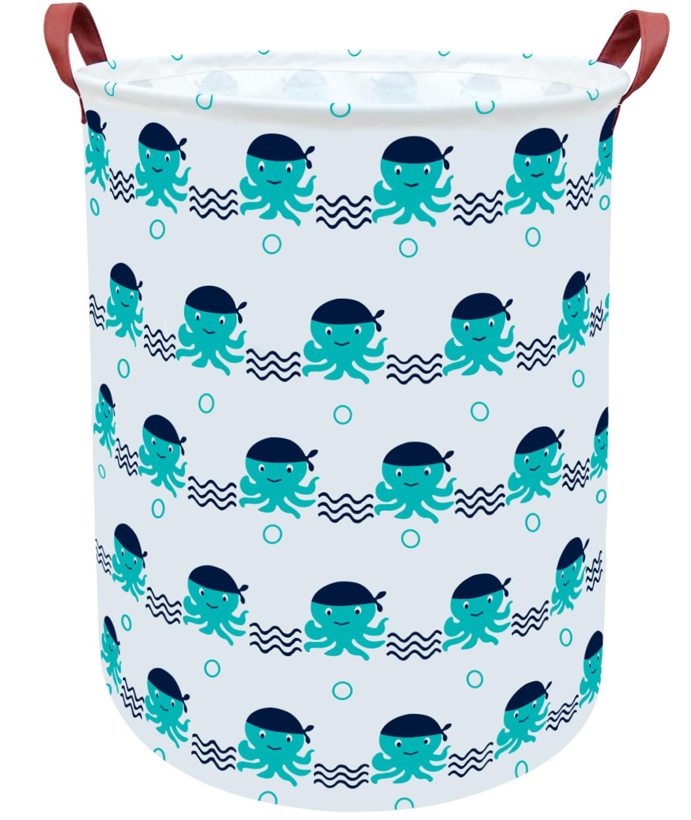 BOOHIT Cotton Fabric Storage Bin,Collapsible Laundry Basket-Waterproof Large Storage baskets,Toy Organizer,Home Decor (Octopuses)
