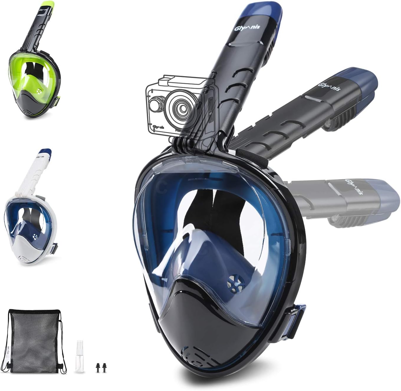 Schnorchelmaske Vollgesichtsmaske - 180° Panorama Sicht & Anti-Beschlag