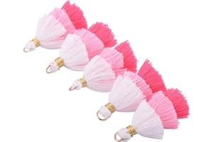 KONMAY 10pcs 1.4''(3.5cm) Tiny Tri-Layered Tassels with Gold Jump Ring for Jewelry Making, Clothing