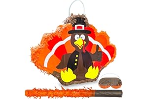 TURNMEON Thanksgiving Turkey Pinata, 16"x12" Large Pinata with Stick and Blindfold for Thanksgiving Fall Festival Autumn Decor Turkey Theme Carnival Favors