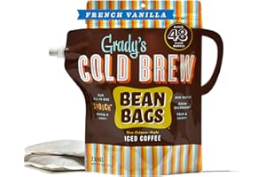 GRADY'S COLD BREW GRADY’S COLD BREW Coffee Pouches | French Vanilla | 100% Arabica Ground Coffee & Chicory | All-in-One Cold Brew Mini Kit with 2 Easy-to-Brew Beans Bags | Makes 6 drinks