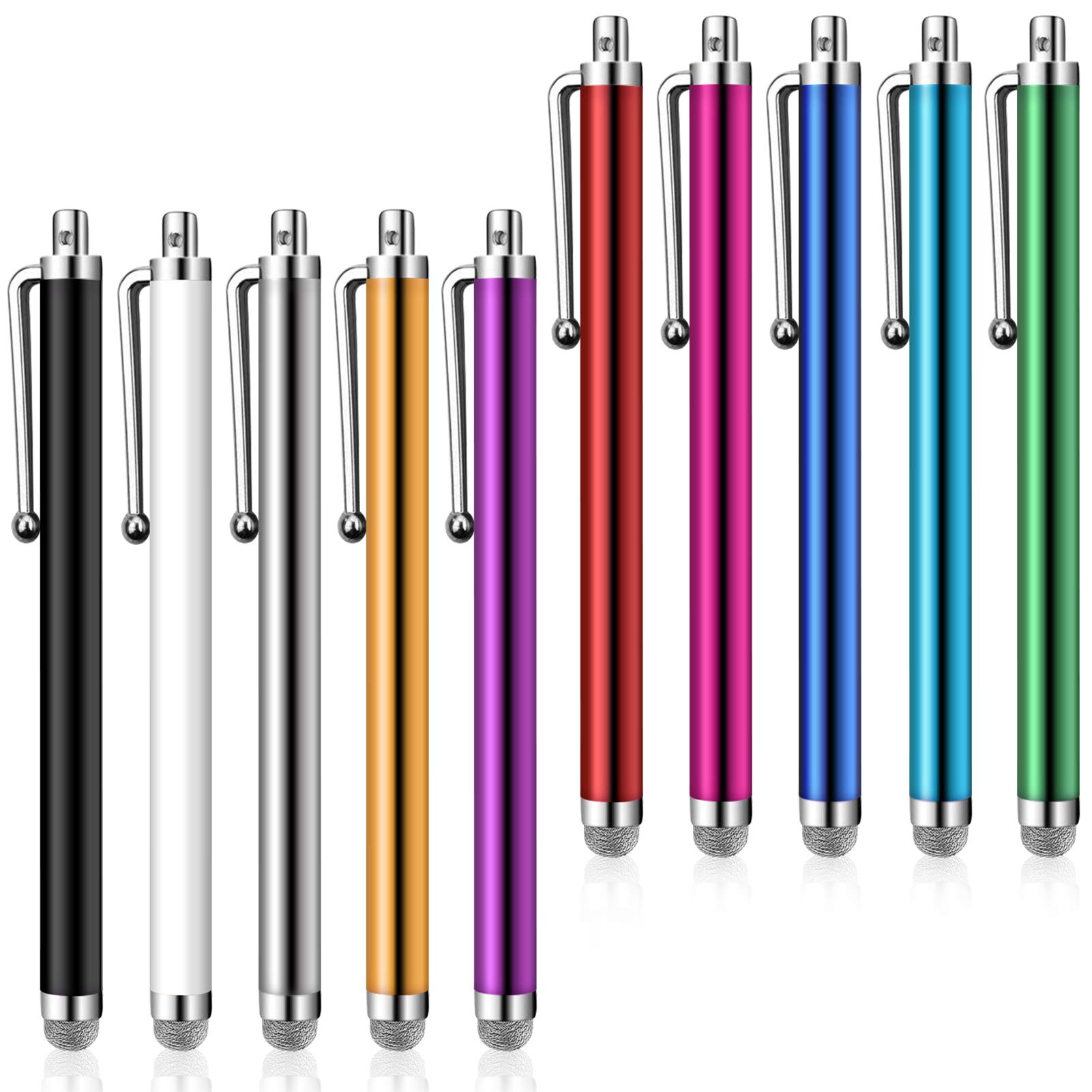 MIXOO 10PCS Stylus Pen for Touch Screens, Touch Pen with 20pcs 0.35''/0.24'' Rubber Tips, Tablet Pens Sensitive, High Precision Compatible with All Devices (Multicolor 1)