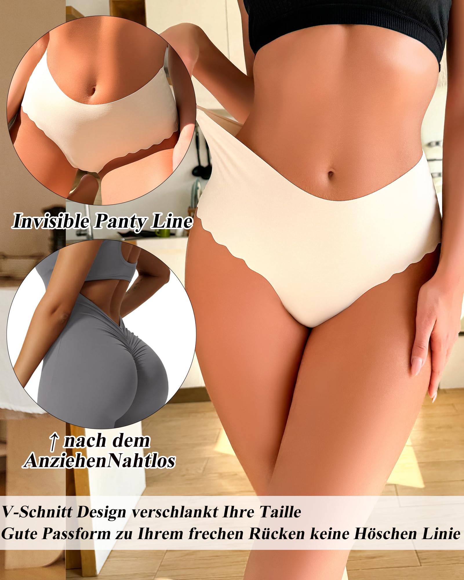 Sth Big Unterhosen Damen Nahtlose Hohe Taille Seamless Slips Damen High Waist Unterwäsche Frauen Bequem Hipsters Pantys Ohne Abzeichnen Taillenslip Nahtlos Underwear Women Slips Mehrpack 6 2