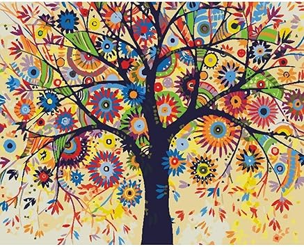 Olgemalde Blumen Baum Malen Nach Zahlen Die Durch Zahlen Farben Modulares Bild Das Durch Zahlen Wand Bilder Fur Wohnzimmer Handwerk Farbt Amazon De Baumarkt