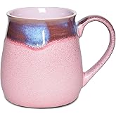Bosmarlin Large Ceramic Coffee Mug, Pink Big Tea Cup for Office and Home, 21 Oz, Dishwasher and Microwave Safe (Pink, 1)