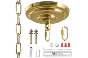 MAYOMAJO 5-5/16 Inch Light Canopy Kit with 6 Feet Hanging Chain, Heavy Duty, Replacement Cover Plate for Chandelier, Pendant Light, Swag Light, Ceiling Fan, Flower Basket or DIY Projects (Brass)