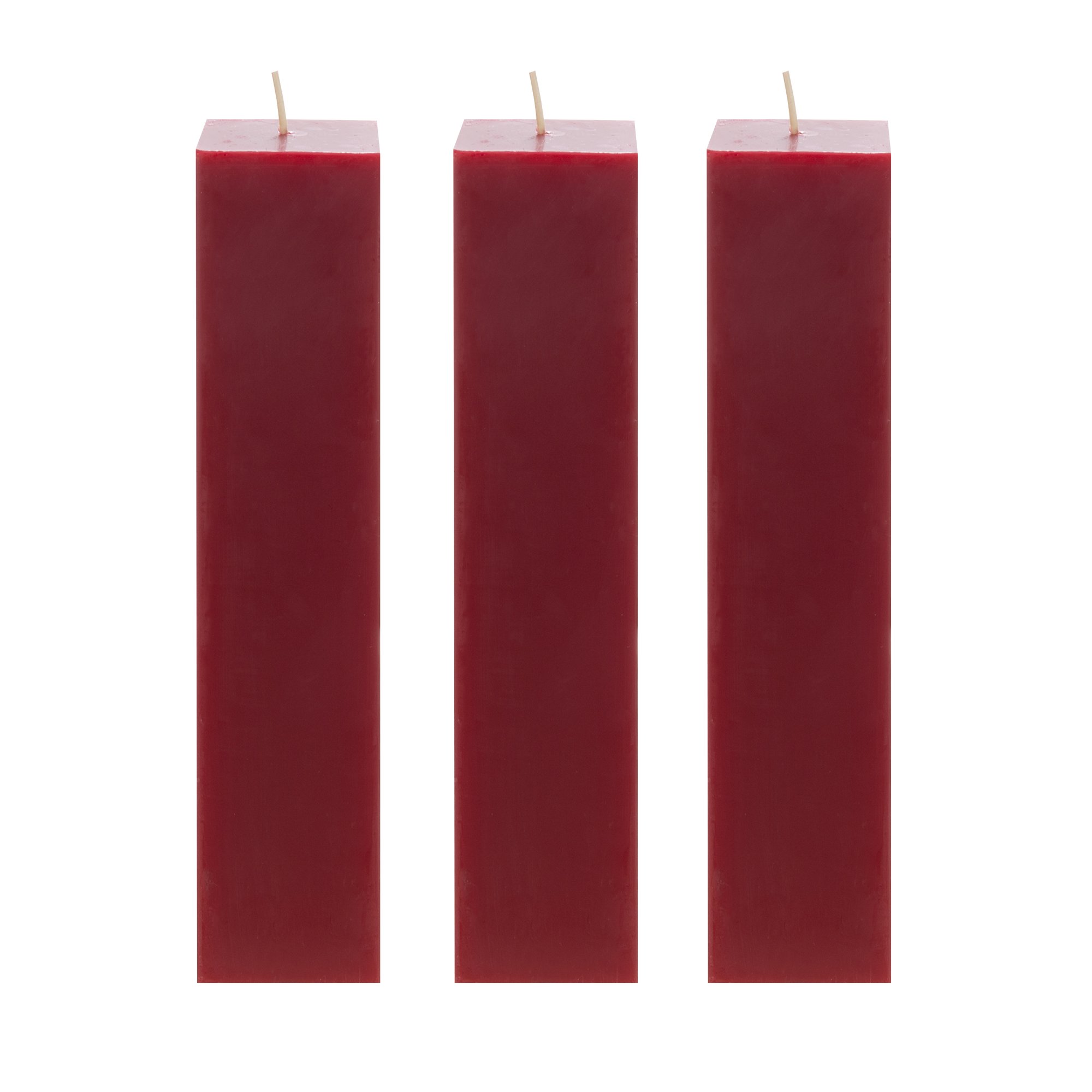 Mega Candles 3 pcs Unscented Red Square Pillar Candle Hand Poured Premium Wax eBay