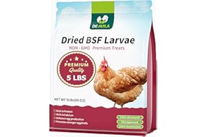 DE AVILA 5LB Dried Black Soldier Fly Larvae for Chickens Bulk, Non GMO 86X High Calcium Grubs Than Meal Worms for Laying Hens,100% Natural BSF Larvae for Chicken Worms Wild Bird Treats, Protein Chickens Feed