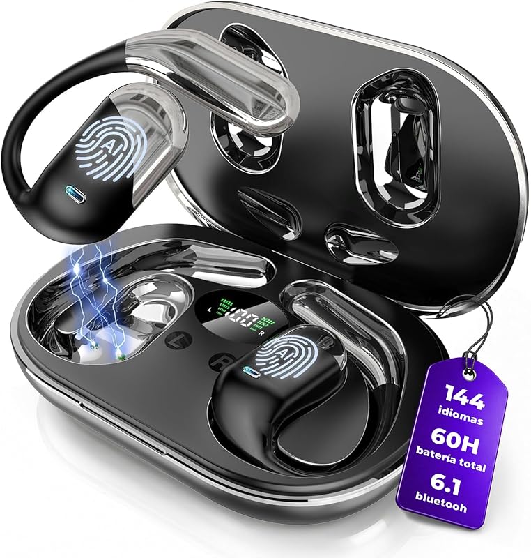 IA Auriculares Traductor en Tiempo Real, Traductor instantaneo de Voz 144 Idiomas, 3 en 1, Auriculares traductores inalambricos, Bluetooth 6.1, 60h bateria — foto 1 de 8
