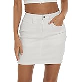 GUANYY Womens Mini Denim Skirt-Casual Stretch Slim Fit High Waisted Jean Skirts