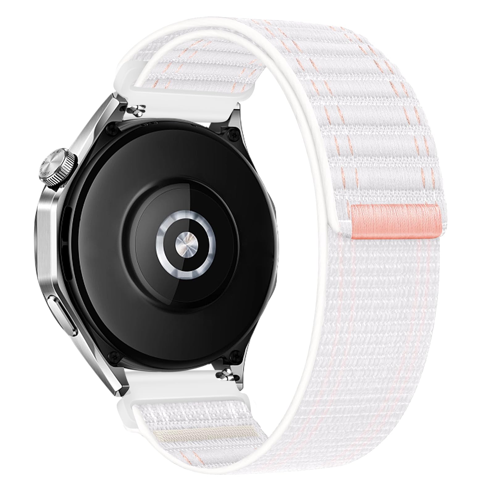 Compatible with Huawei Watch Gt5 46mm Strap/Gt4/Gt3 46mm/Gt4 Pro/Gt3 Pro/Venu 3/2 No Gap Nylon Straps Sport Loop Watch Band Quick Release 22mm (Pink And White)
