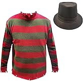 Lumeifushi Adult Halloween Men's Knitted Striped Sweater Horror Killer Movie Devil Costume with Hat