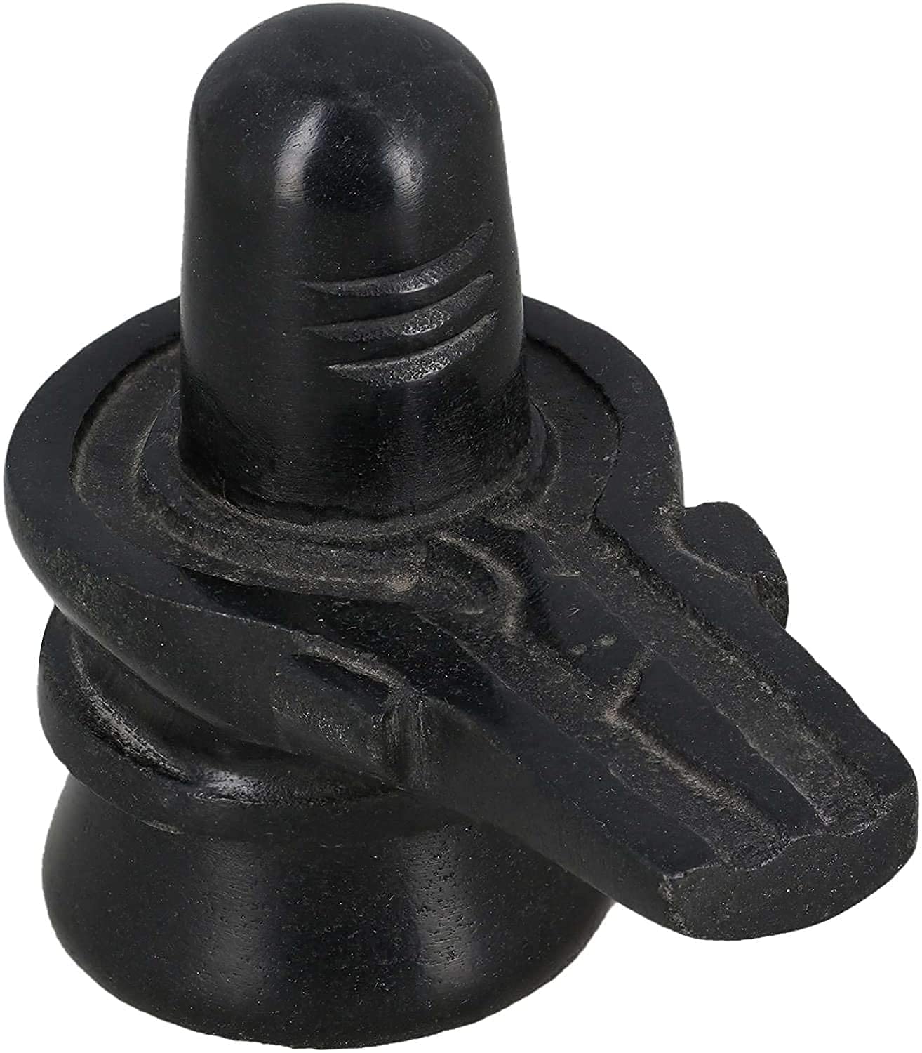 KSJONE Elegant Black Stone shivalingam shivling shivlinga Pindi Black Marble for Pooja, Shiva Idol and Gift for Others Showpiece 7 cm
