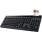 Adesso EasyTouch 130SB Wired Mechanical Keyboard, Red Switches, 104 Key | Built-in Smart Card Reader, Copilot AI Hotkey, 2X Large Print Keycaps, Full Size for Windows PC