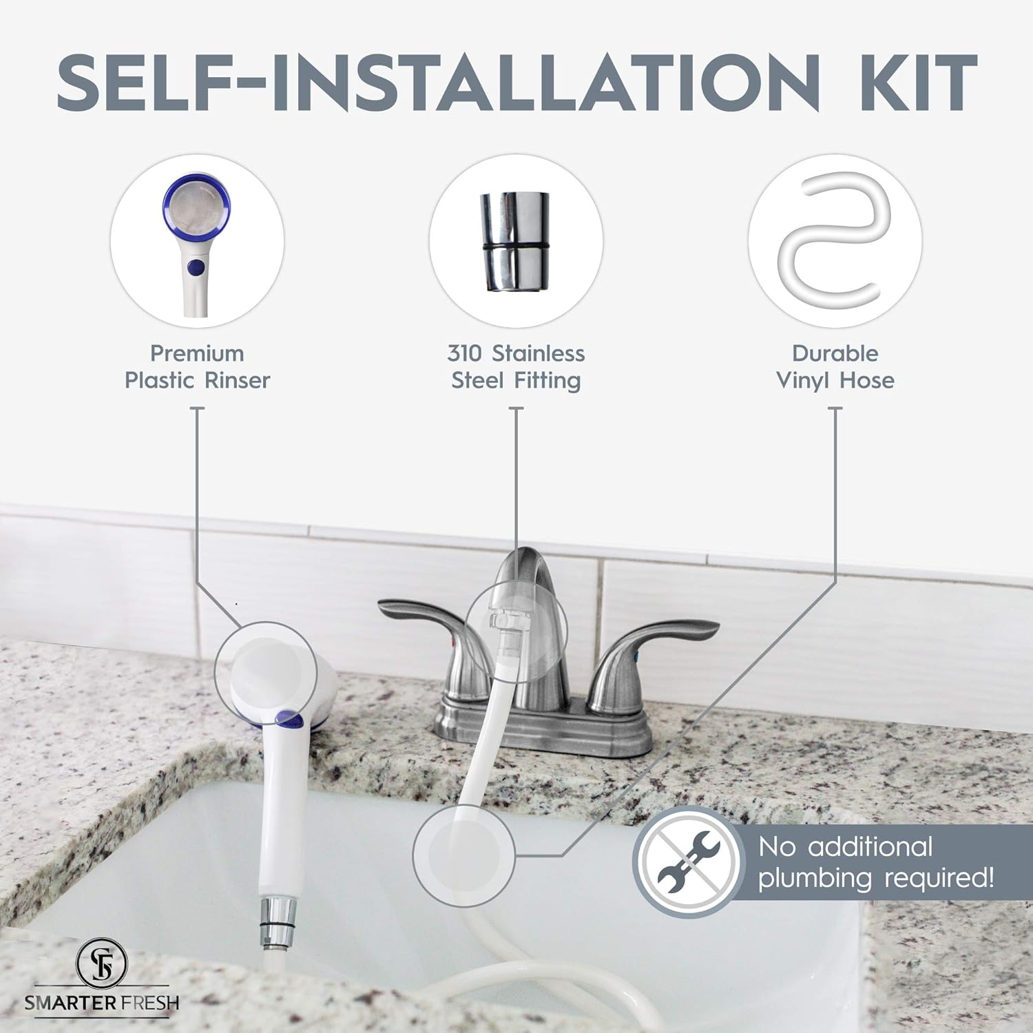 SmarterFresh Sink Hose Sprayer Attachment, Hair Washing Handshower Faucet Rinser Extension for Utility Room, Bathroom, Laundry Tub (Sink Hose Sprayer with Mobile Salon) - - 