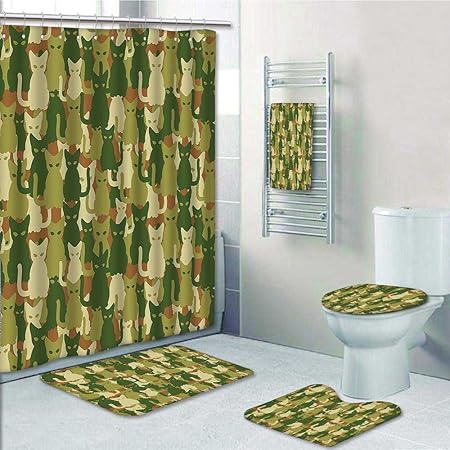 Nalahome 5tlg Badezimmer Set Pixelated Effectual Kampfanzug Textur Armee Grun Braun Prints Verschonern Das Badezimmer 1 Shower Vorhang 3 Mats 1 Bath Handtuch 5 Piece Xx Small Color4 Amazon De Kuche Haushalt