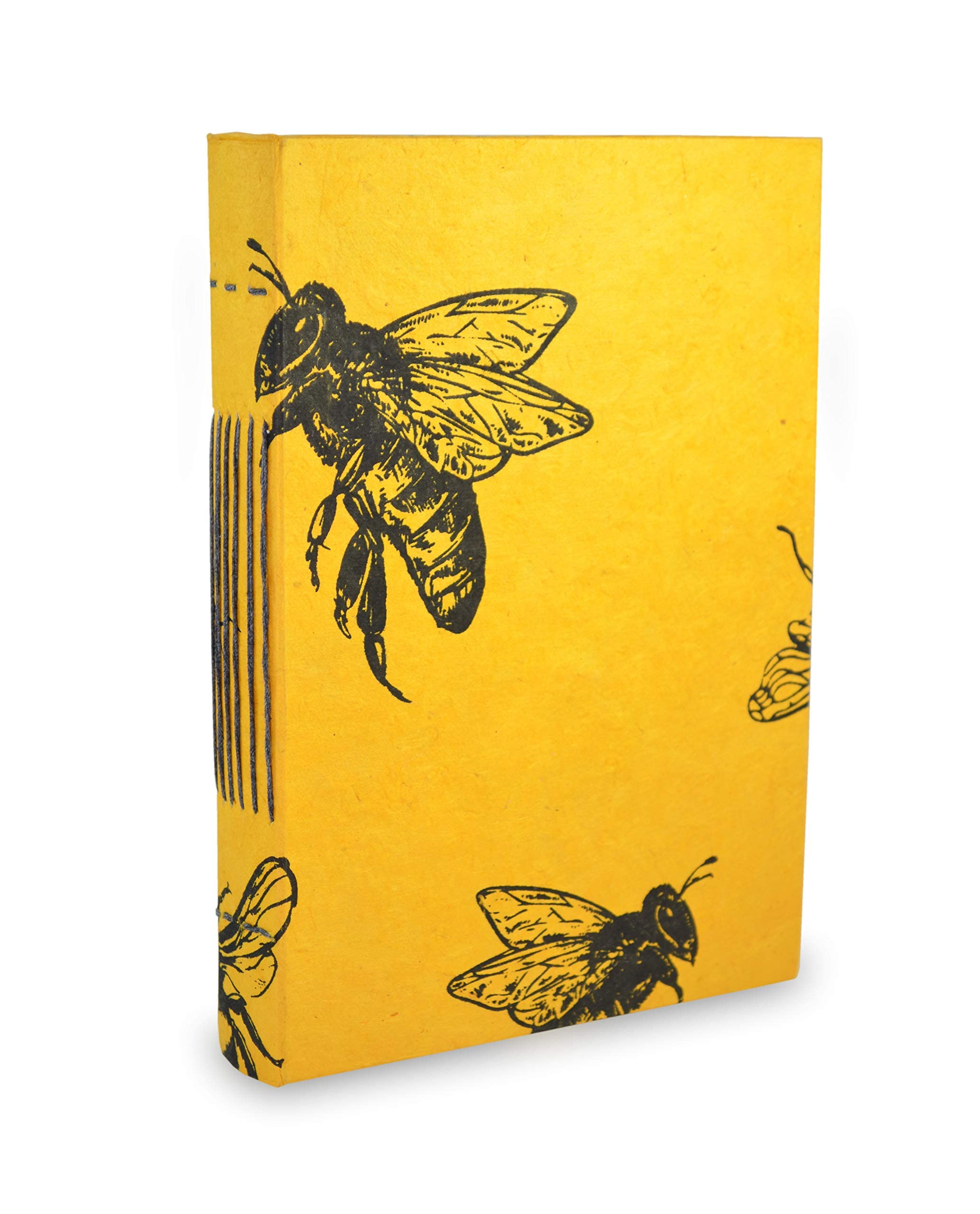Nepali Keeper Journal with Handmade Lokta Paper. Made in Nepal. (6x9 Inches, Busy Bee)