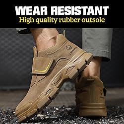 GLANOUDUN Work Boots for Men Brown Slip On Welding