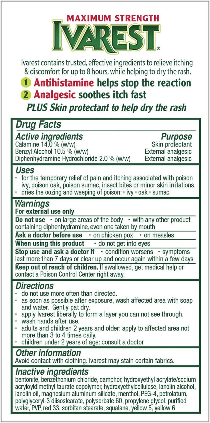 Ivarest Anti-Itch Cream, Maximum Strength, Medicated, 2 Ounce: Health & Personal Care