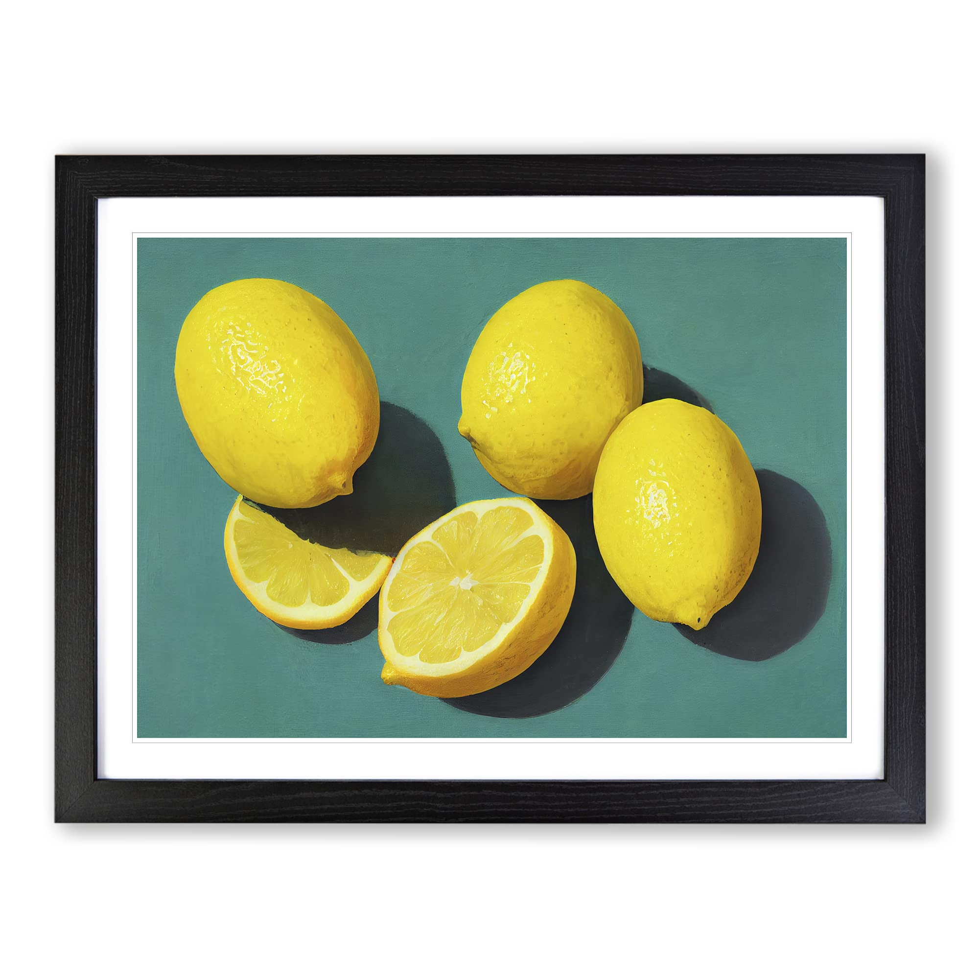 Lemon Fruit Citrus BLK Framed Print | A4 Black Framed Wall Art | Ready to Hang | Modern Food Picture | Living Room Bedroom Lounge Office