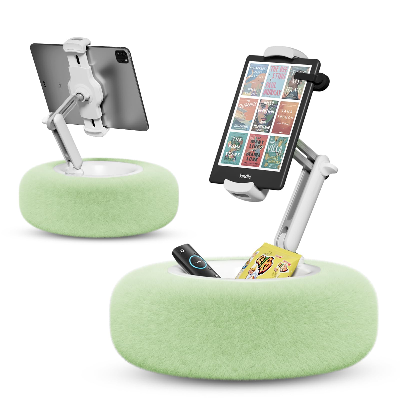 Photo 1 of Kindle/Tablet Pillow Stand for Reading, Adjustable Tablet Stand Phone Holder for Bed with Detachable Sanck Bowl, Fits 4.7"-13" Kindle/Phones/Tablets/, Watch Videos, Stream Media, Green