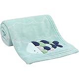 Lambs & Ivy Oceania Blue Turquoise Coral Fleece Baby Blanket with Fish