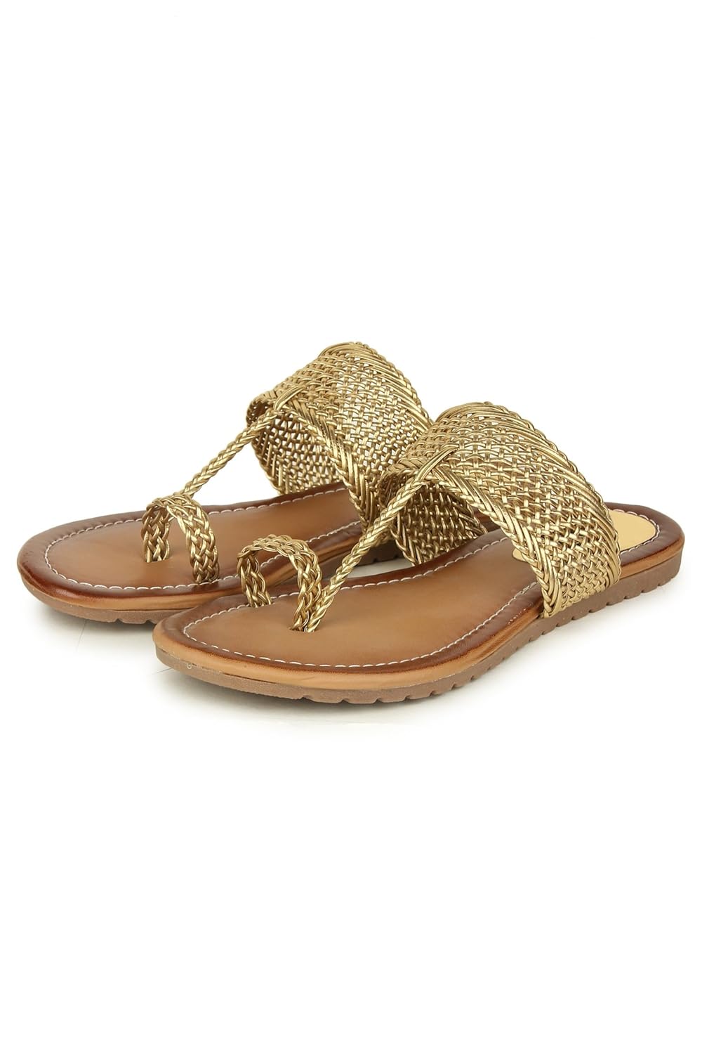 do bhai women's synthetic stylish bunai kolhapuri flats