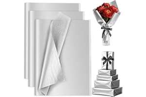 60 Sheets Silver Tissue Paper Bulk, PLULON Gift Wrapping Tissue Paper for Packaging 14 x 20 Inch Art Crafts for Gift Bags Decorative Floral Wedding Birthday Party Decor