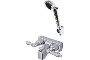 Laguna Brass 3211CP/4120CP RV/Motorhome Replacement Non-Metallic Two Handle Tub Shower Faucet Valve Diverter with Matching Hand Held Shower Set Chrome Finish