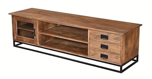 Amazon Com Wooden 3 Door 1 Glass Door Tvc Flat Tv Cabinet Stand