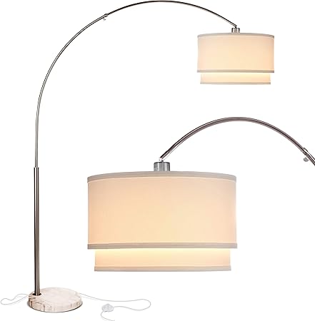 Brightech Mason Arc Floor Lamp With Unique Hanging Drum Shade