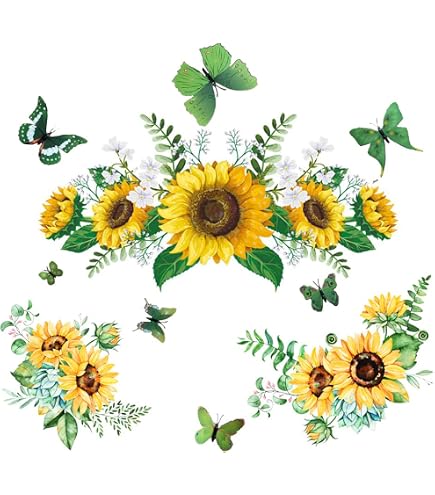 HAOHUODUO Sunflower Wall Sticker – 31.4x29.5 Inch Vinyl Decal, Removable Home Decor For Living Room, Bedroom