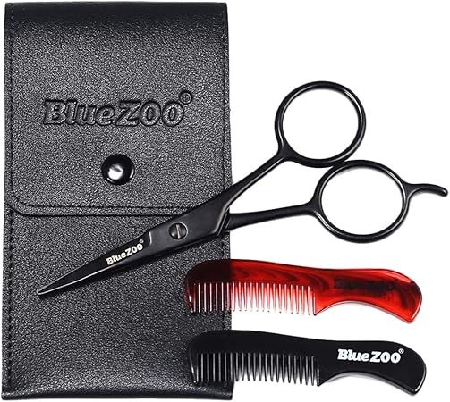 Amazon 髭 はさみ セット ひげはさみ 口ひげはさみ トリミングはさみ ひげ櫛 手入れキット 全2カラー 黒 Non Brand シェービング用アクセサリー