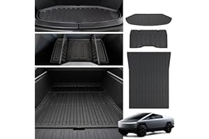 GALVAGNITE Truck Bed Mat Set for Tesla Cybertruck 2024, All Weather Rugged TPE Pickup Truck Bed Liner Protector for Tesla Cybertruck Accessories(Truck Bed Mat+Frunk Mat+Sub Bed Storage Mat)