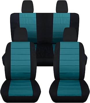 teal and black seat covers