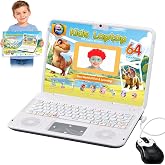Happiegg Kids Toy Laptop with Camera: Dinosaur Educational Computer, White | 64 Learning Activities, English, Math, Music, 30+ Photo Frames, 20+ Props, Color Screen, Rechargeable, Boys and Girls Ages 5+