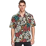 visesunny Hawaiian Shirt for Men Sugar Skull Red