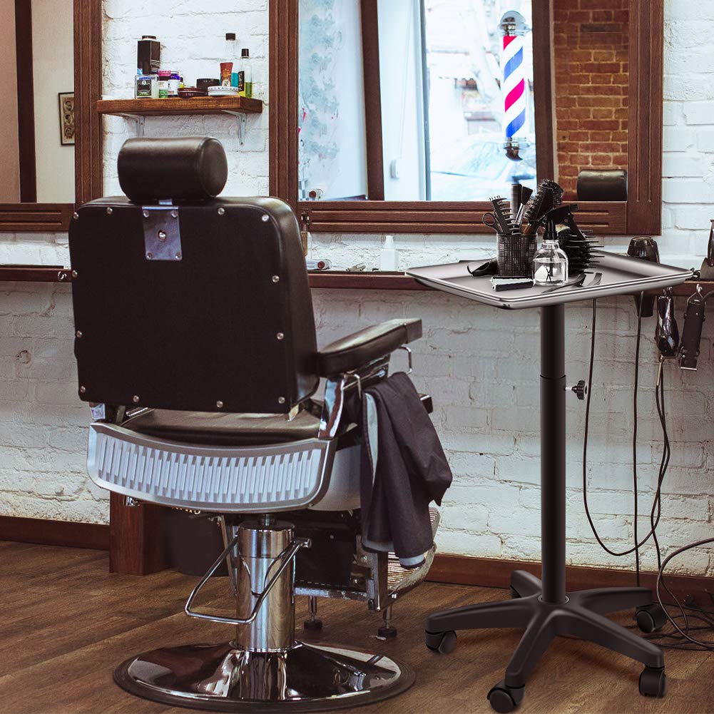 Aluminum Salon Trolley Cart, Rolling Salon Tray Station with 5 wheels, Adjustable Height Tattoo Tray Stand Hair Instrument Beauty Tools Storage Trolley for Salon Beauty Spa Tattoo: Beauty