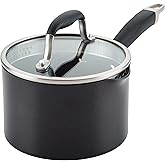 Anolon Advanced Home Hard Anodized Nonstick Sauce Pan/Saucepan with Straining and Lid, 2 Quart (2 Qt Straining Saucepan, Onyx)
