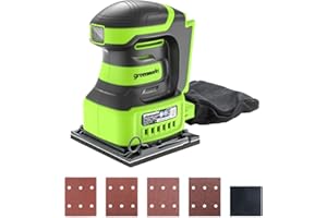 Greenworks 24V Cordless 1/4 Quarter Sheet Sander Tool Only, 11,000 OPM Sander with Dust Collection Bag and Sandpaper
