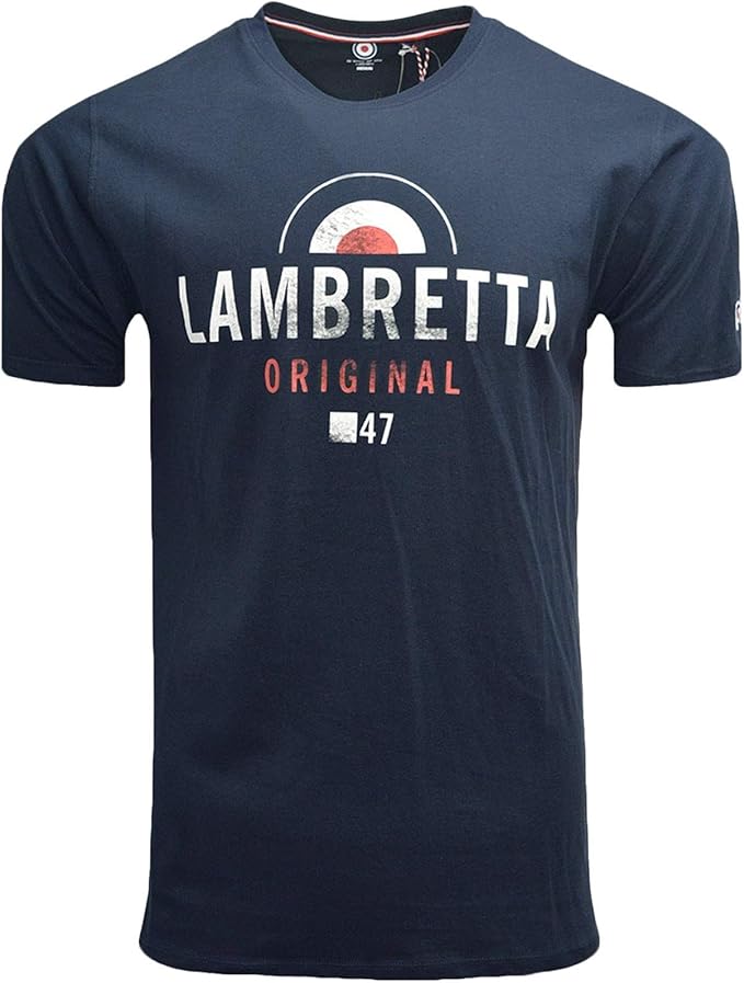 Lambretta Mens Original Cotton Short Sleeve T-Shirt - Navy - M: Amazon.co.uk: Clothing
