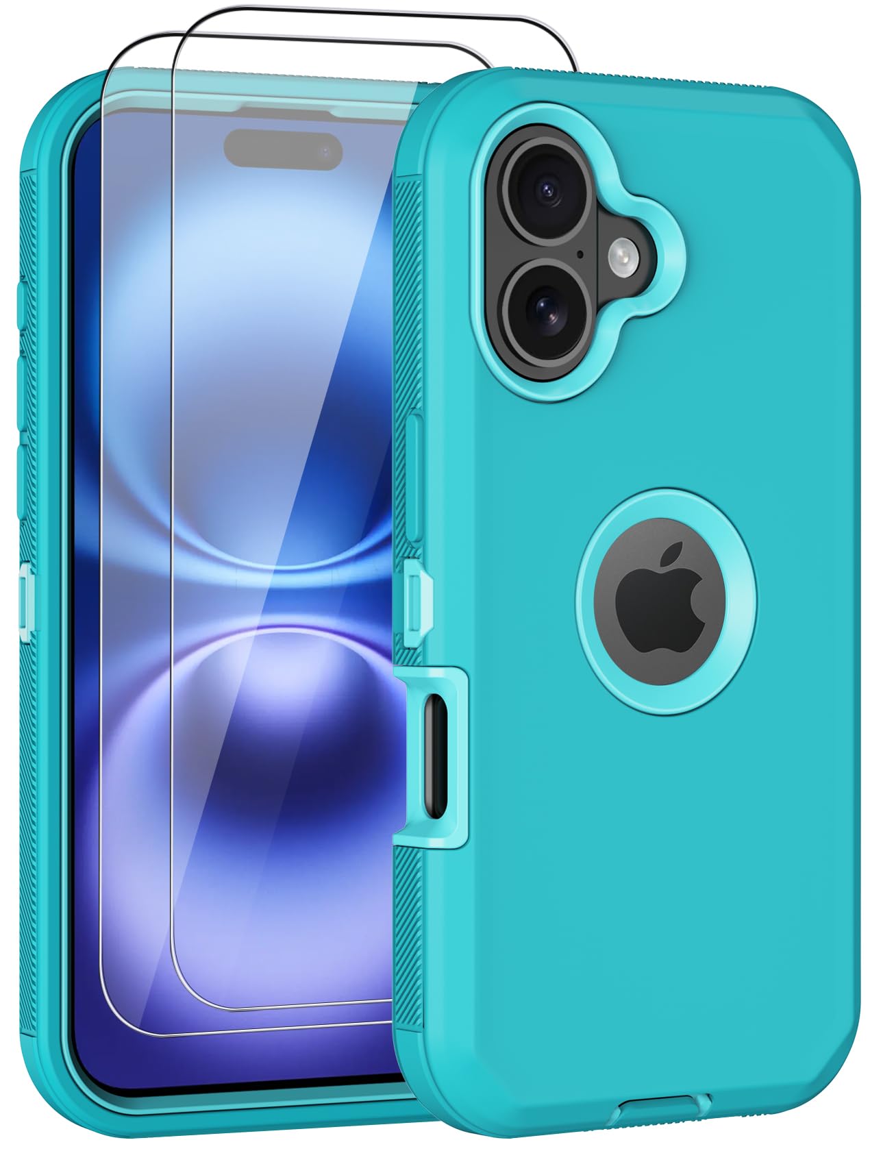Aimoll-88 for iPhone 16 Case, with 2 Screen Protector Heavy Duty Drop Protection, Full Body 3 Layer Rugged Shockproof Dust-Proof Tough Protective Phone Cover for Apple iPhone 16 (Mint)