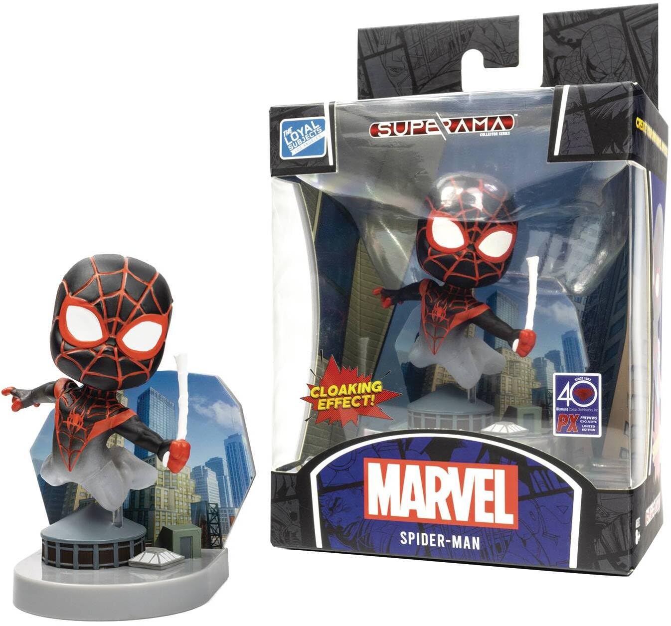 The Loyal Subjects Marvel Mini Diorama Superama Spider-Man (Miles Morales) with Cloaking Effect 10 cm