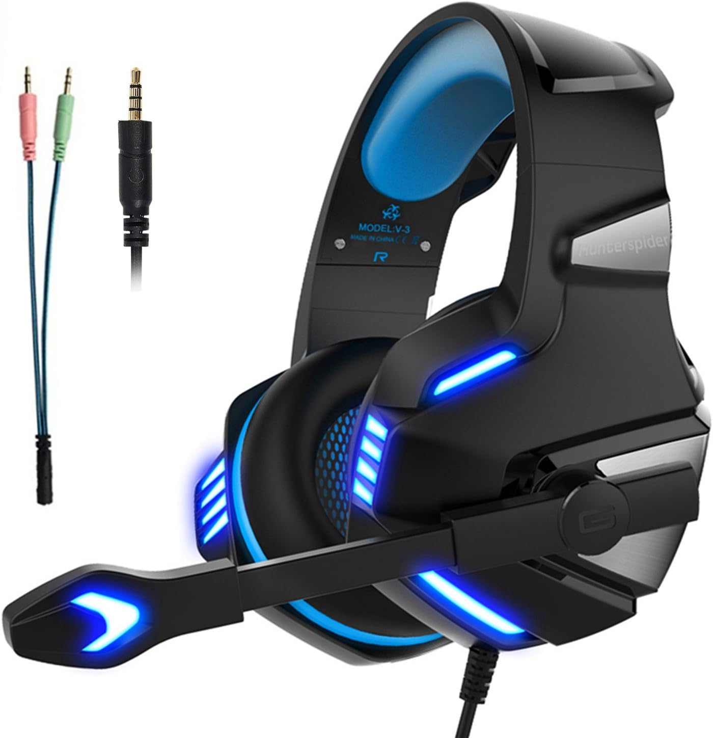 Etpark Gaming Headset mit Mikrofon, 3.5mm Surround Sound Over-Ear-Kopfhörer für PS4 Xbox One PC Laptop Tablet Mobile Phones