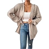 SHENHE Women's Open Front Long Sleeve Knit Cardigan Soft Loose Cozy Cardigan Sweater Outerwear