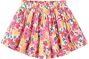 BINIDUCKLING Toddler Girls Floral Pleated Skirt-Like Shorts Wide-Leg Flowy Skorts Kids Summer Clothes 2-9 Years
