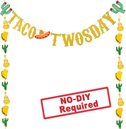 Amazon Com Glitter Taco Twosday Banner Mexican Fiesta Party