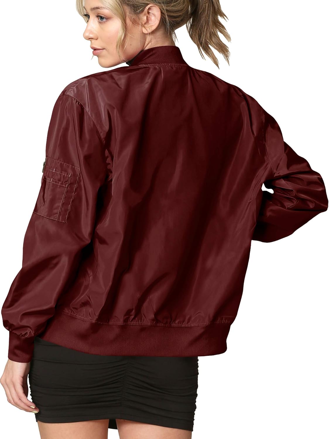 Lock and Love Women's Classic Lightweight Jacket Multi Pocket Windbreaker Bomber Jacket: Clothing